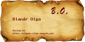 Blanár Olga névjegykártya